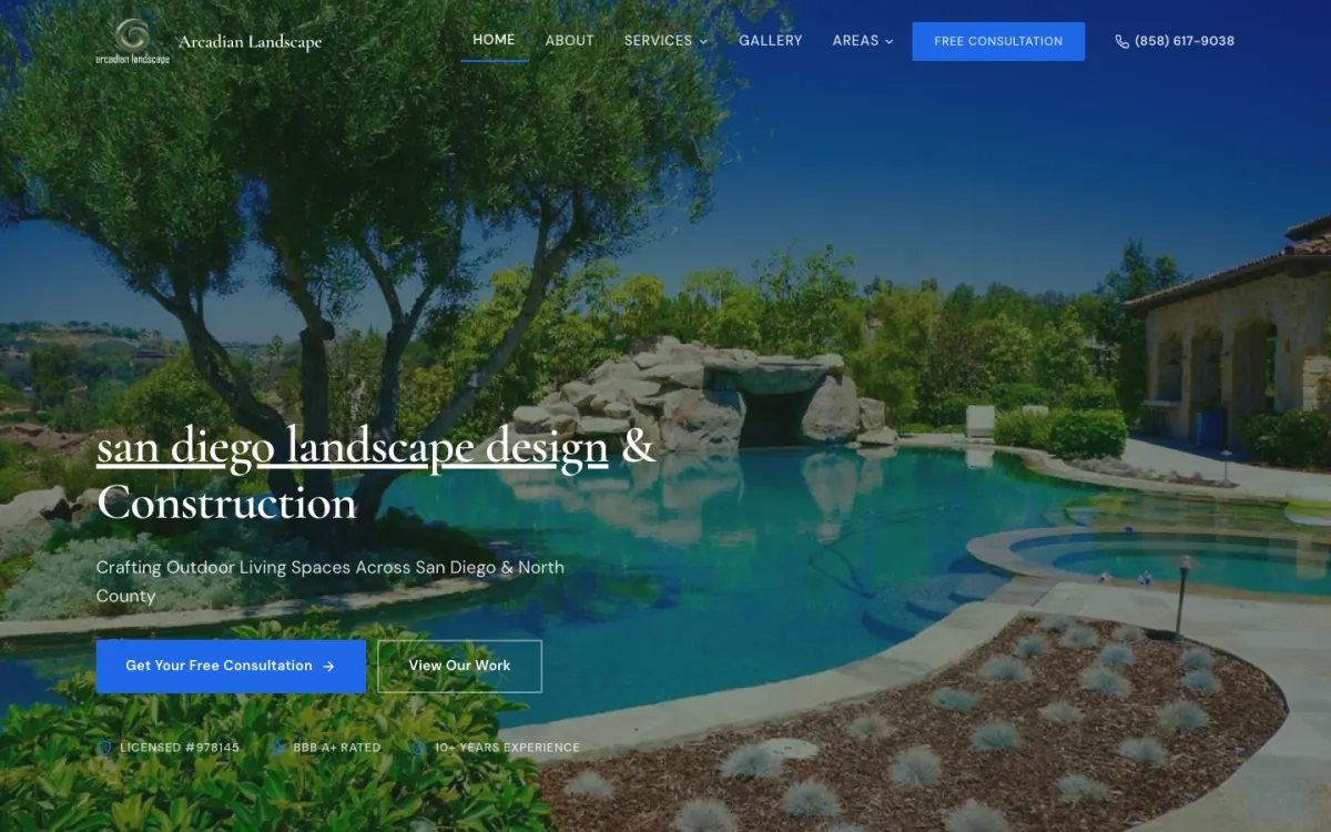 Arcadian Landscape website