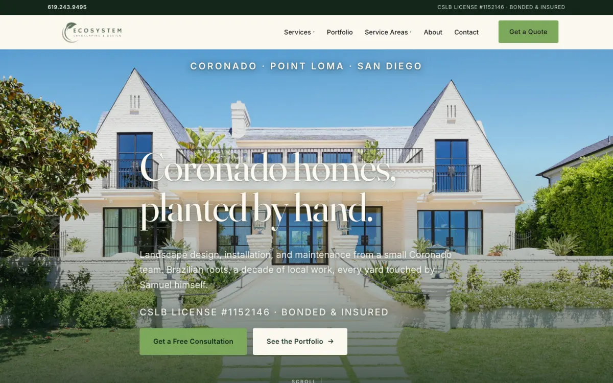 Ecosystem Landscaping website