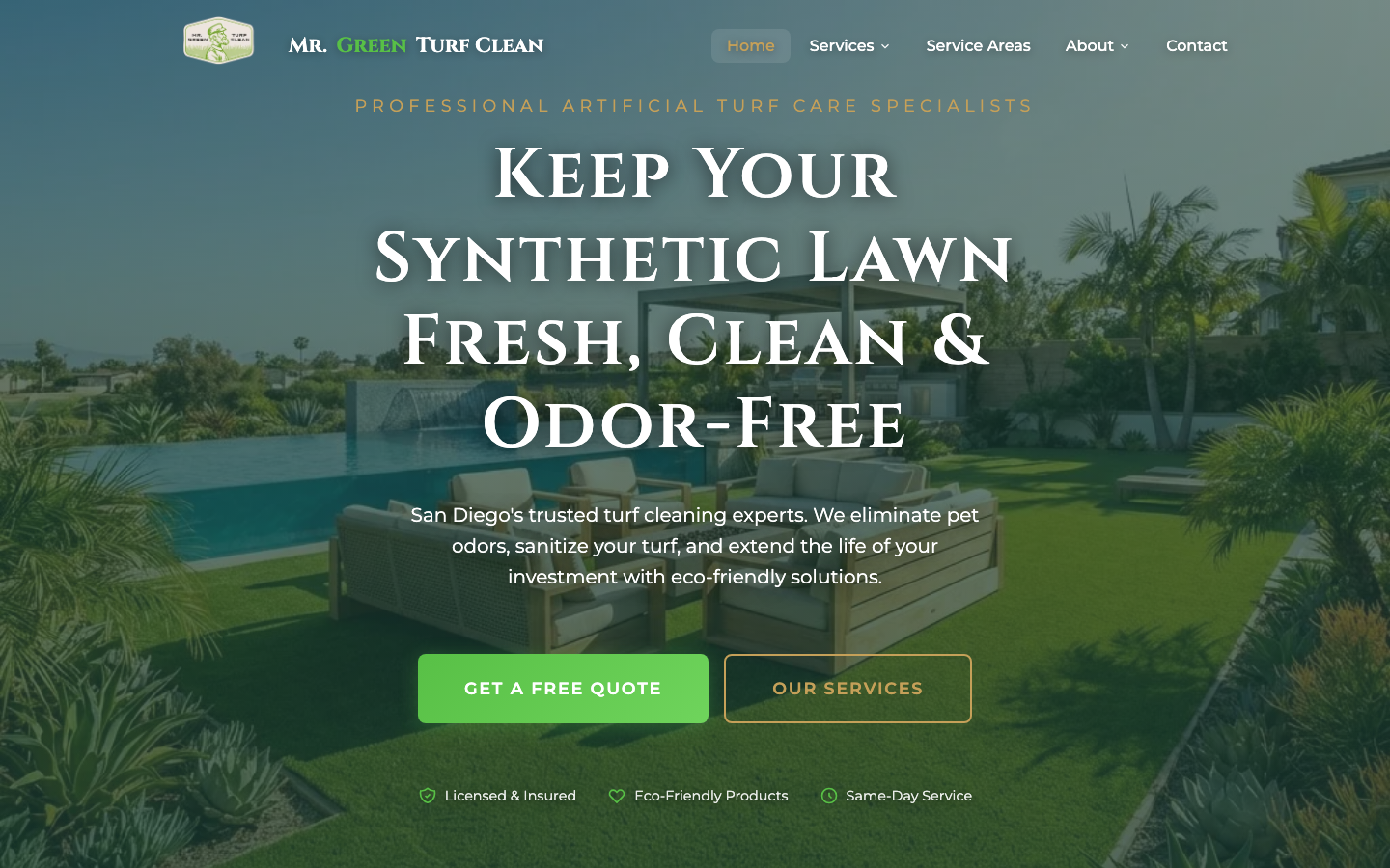 Mr Green Turf Clean website built by Echo Local