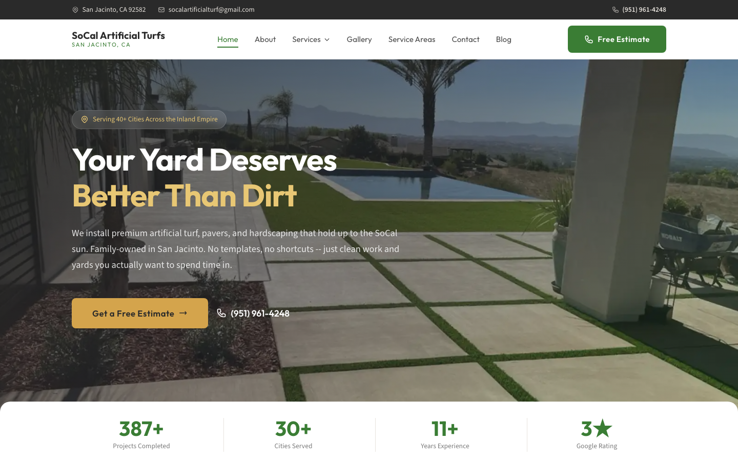 SoCal Artificial Turfs website built by Echo Local