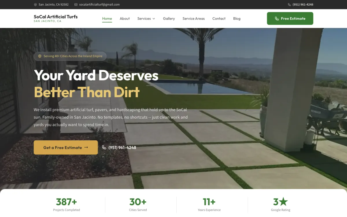 SoCal Artificial Turfs website